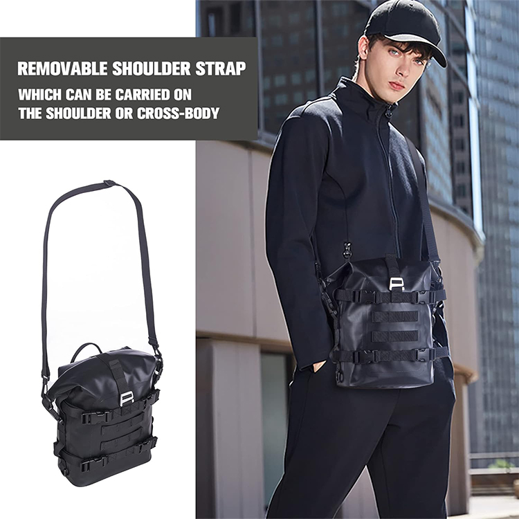 Motorcycle Bag Supplier Molle System 500D PVC Rolling Top Dry Bag Motorcycle Shoulder Bag 