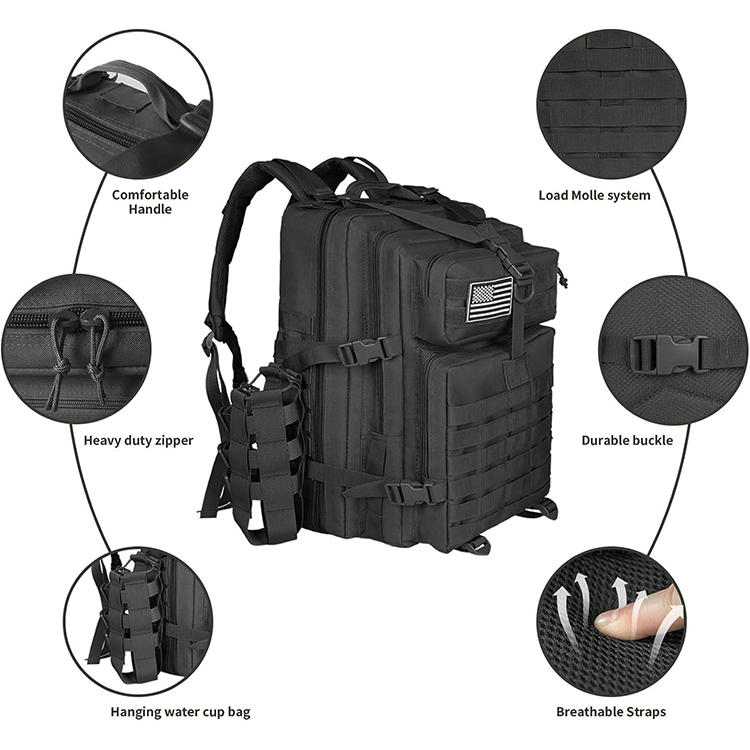 Hunting Backpack Rucksack Side Pocket 3 Days Assault Pack Detachable Molle Tactical Backpack