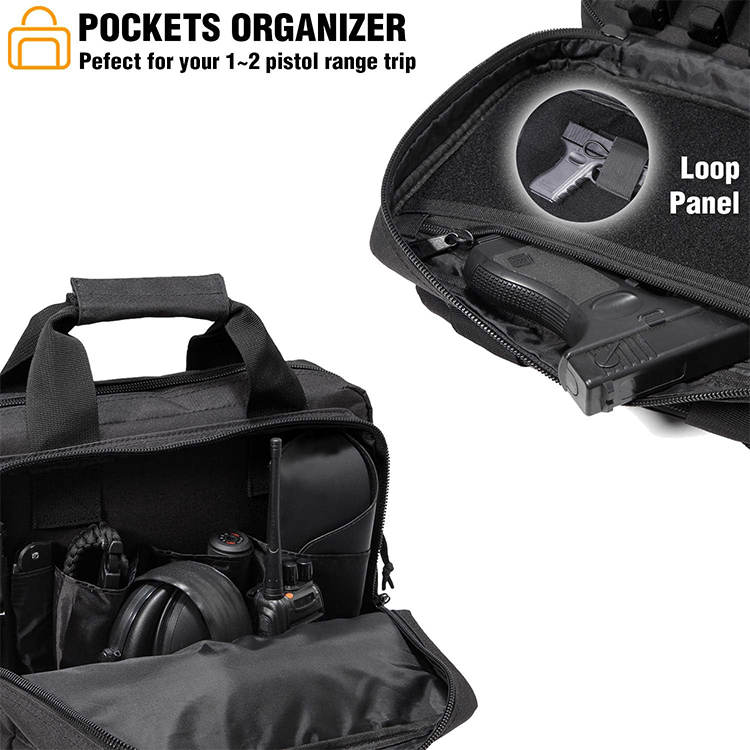 Custom Tactical Backpack 2 Pistol Bag Gun Shooting Case with Lockable Zipper for Shooting Outdoor Hunting