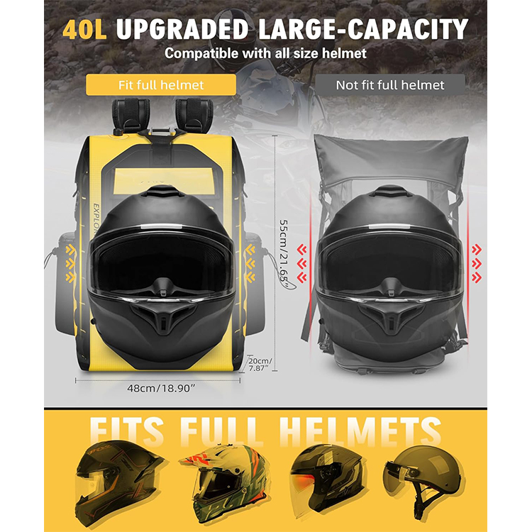 Wholesale Motorcycle Bag 500D PVC Tarpaulin Dry Bag Helmet Pocket Front Pocket Motorcycle Dry Backpack