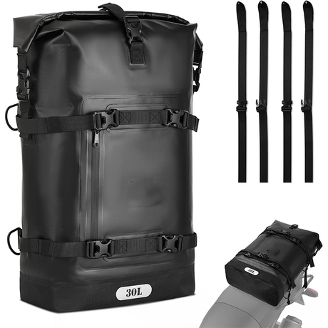 ag, 30L Waterproof Saddle Bag, 2 Size and 3 Color Options Motorcycle Travel Bag, PVC Luggage Bag, Rear Seat Bag