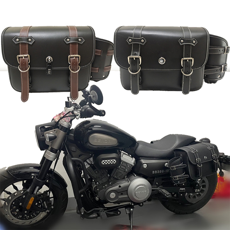 Wholesale Soft Side Motorcycle Bag Leather Waterproof Side Part Saddlebags For Sale 
