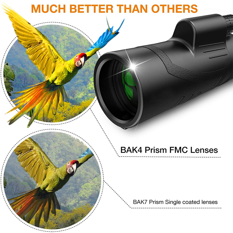 Waterproof IPX67 FMC BAK4 Prism HD 12X42 High Power Monocular for Bird Watching