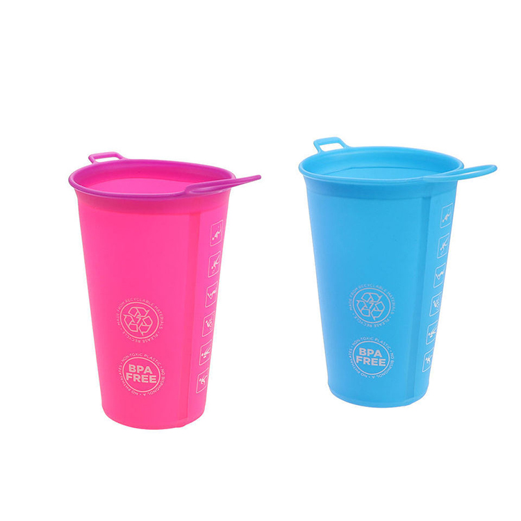 Customize Logo 250ml 300ml Running Soft Drinking Cup Collapsible Tail Runner Cup 