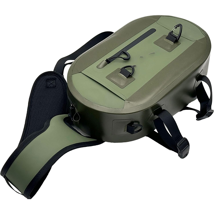 Wholesale 840D TPU Fishing Sling Bag, 13L Tackle Backpack with Rod，Adjustable Strap for Kayaking,Wadering