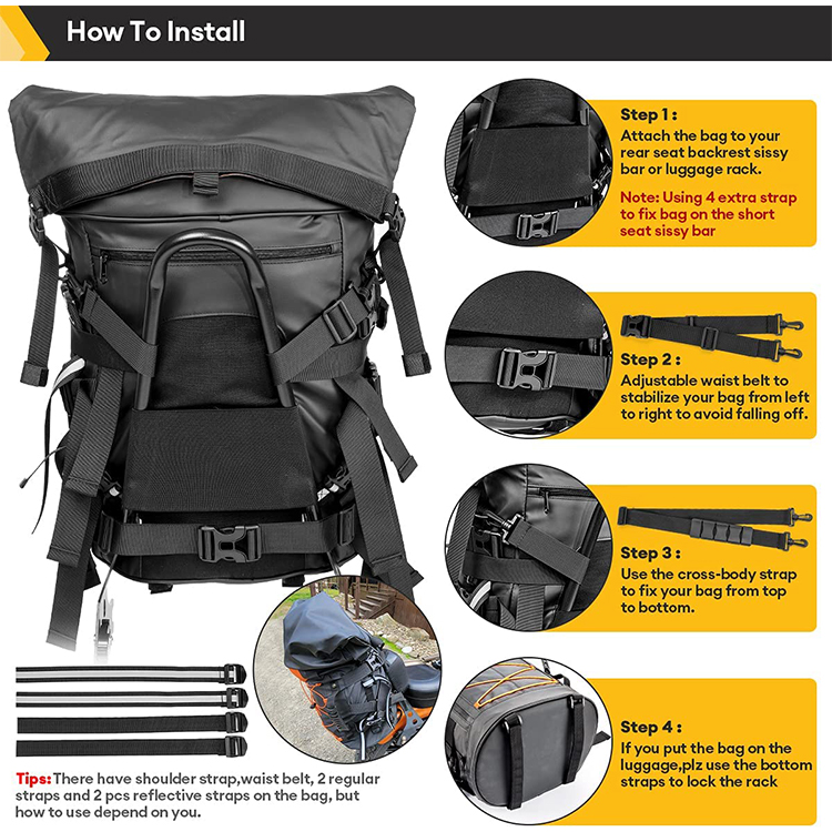 Hot Sale Waterproof Biker Backpack Luggage Rack Side Bags Rucksack For Motorcycle 