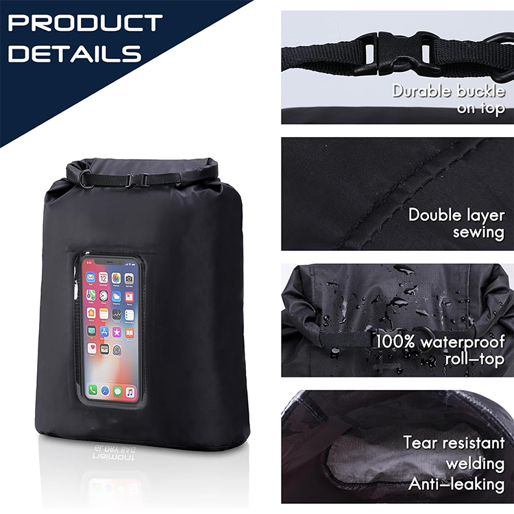 Wholesale UltraLight Dry Sack Waterproof Roll Top Dry bag with Touch Screen Compatible Window