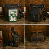 Water Resistant Canvas Plus Leather Motorcycle Fanny Waist Pack One Shoulder Drop Leg Thigh Bag For Men