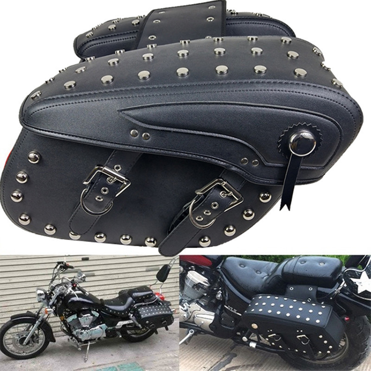 Motorcycle Saddle Bags Side Bag Classic Softail PU Leather SaddleBags for Harley Davidson
