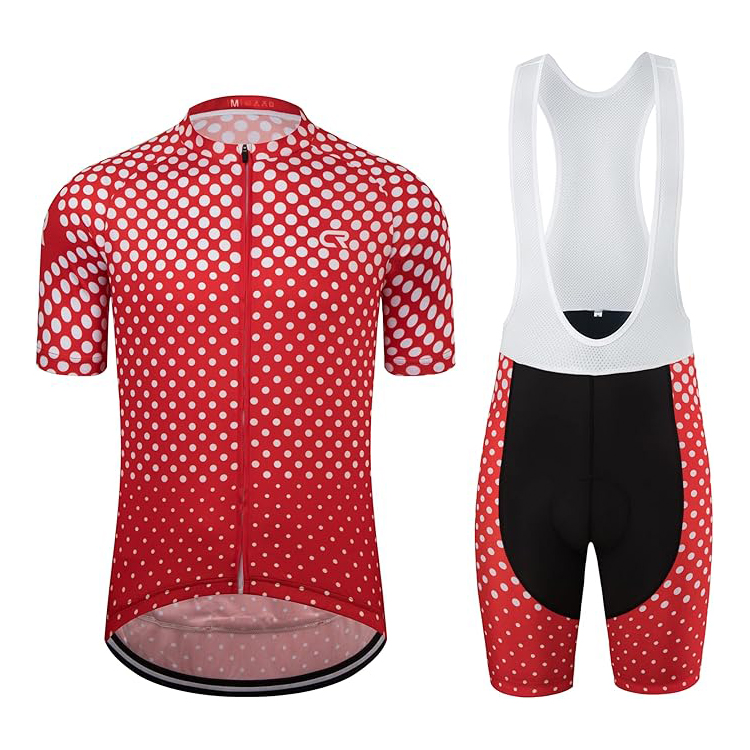 Spot Pattern Short Sleeves Summer Bike Jersey + Bib Pants, Winter Cycling Clothing Set for Men