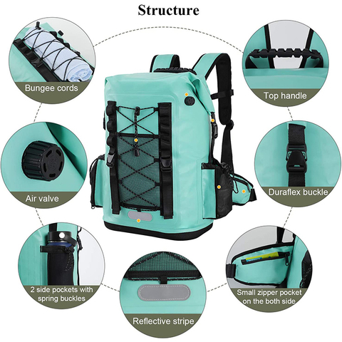 Large Capacity 30L Tarpaulin PVC Insulated Lunch Soft Cooler Backpack For Picnic Lunch 