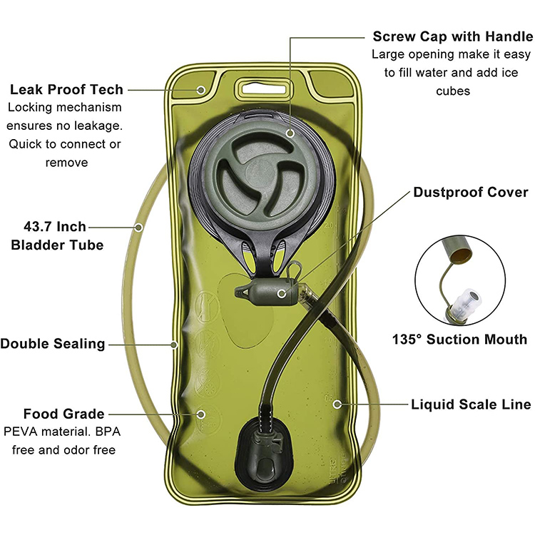 High Quality Military Molle Hydration Pack with 2L Bladder For Cycling 