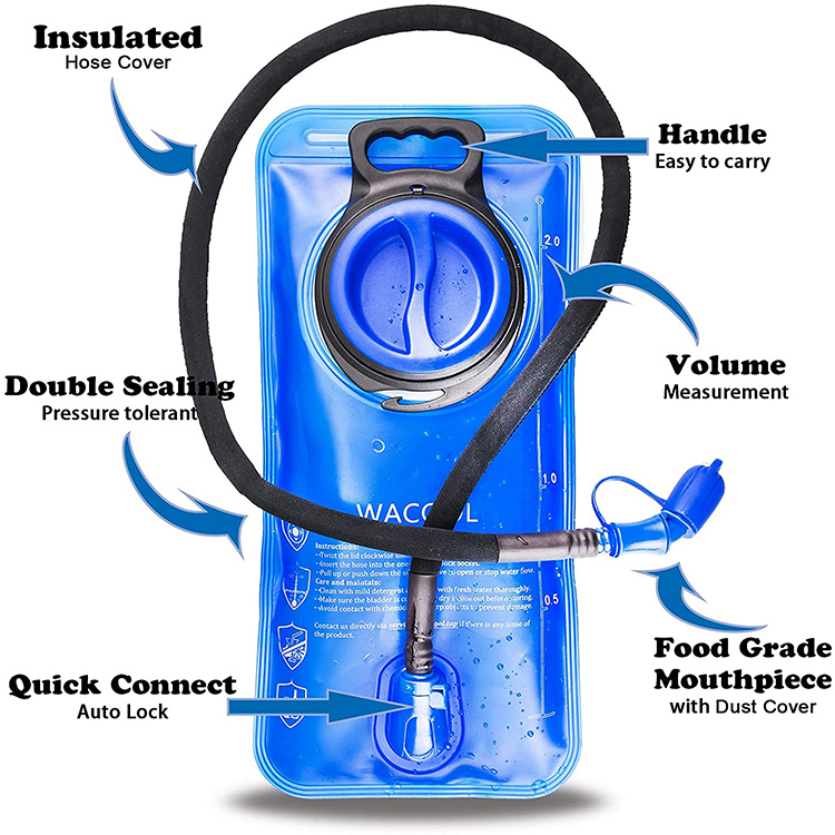 2Liter 70oz BPA Free PEVA Hydration Pack Bladder Leak-Proof Custom Water Reservoir