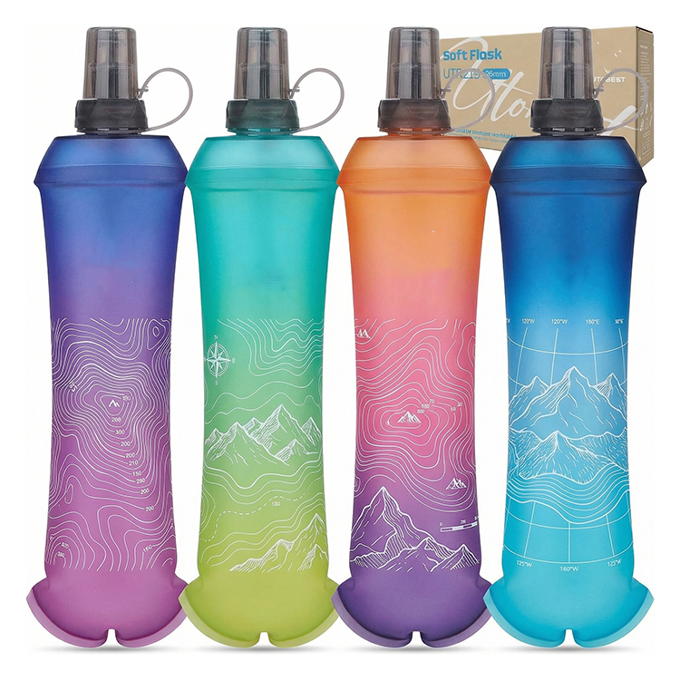 Logo Customization Portable Foldable BPA Sport Reusable 500ml Soft Flask For Running 