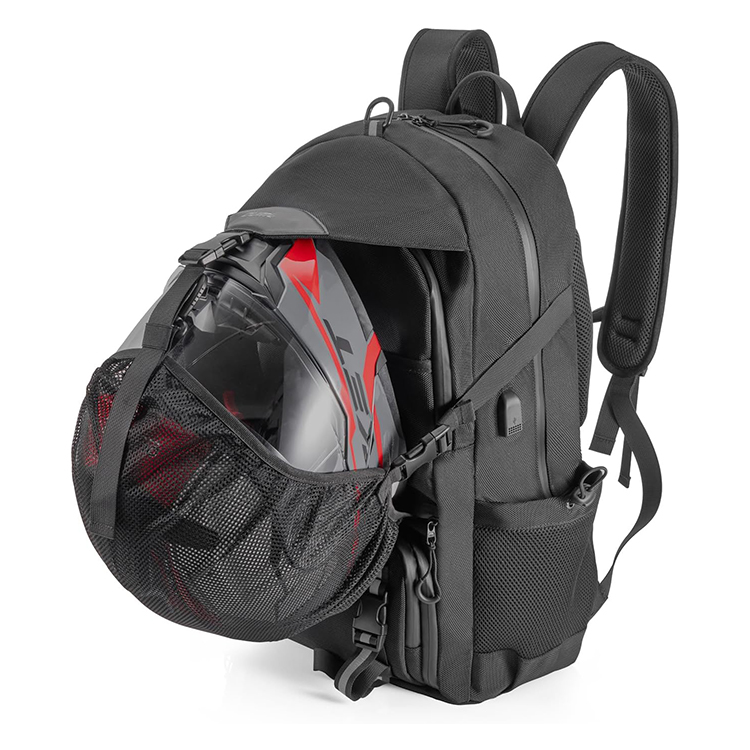 1680D Oxford Fabric, Expandable, Motorbike Helmet Bag, Reflective, Helmet Strap, USB, Large Capacity,