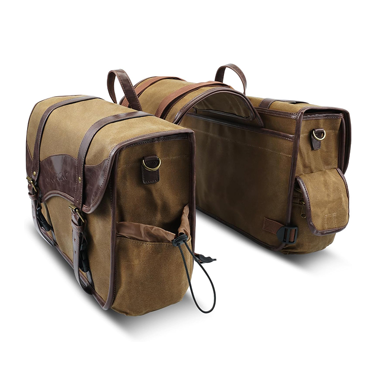 Vintage Wholesale Canvas, Motorcycle Panniers Side Bags Compatible with Harley Honda