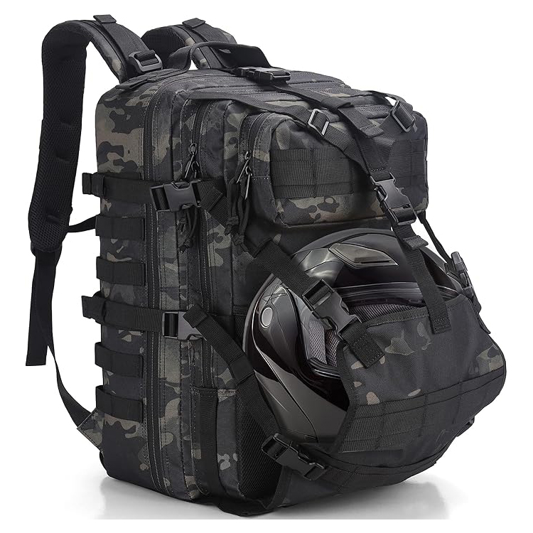 Tactical Cp Color Expandable, Motorbike Helmet Bag, Reflective, Helmet Strap, USB, Large Capacity,